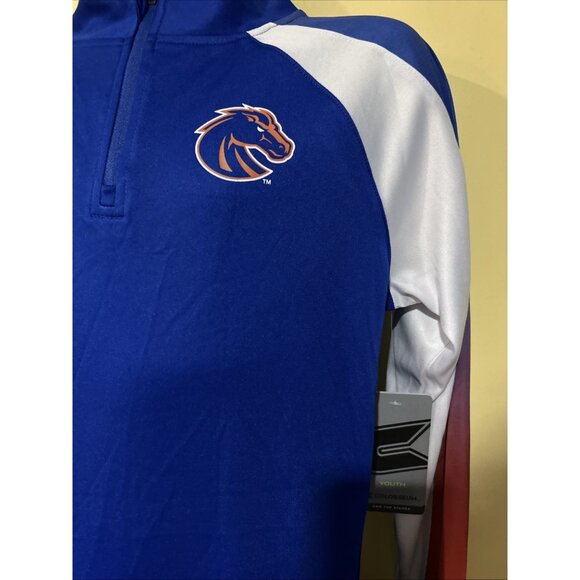 Boise State BSU Broncos Colosseum Blue 1/4 Zip Pullover LS Shirt Youth M 12-14 - Picture 3 of 8